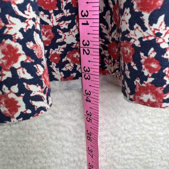 Tory Burch Dress Womens Small Navy Red Floral Fit & Flare V-Neck Short Sleeve - Picture 8 of 9